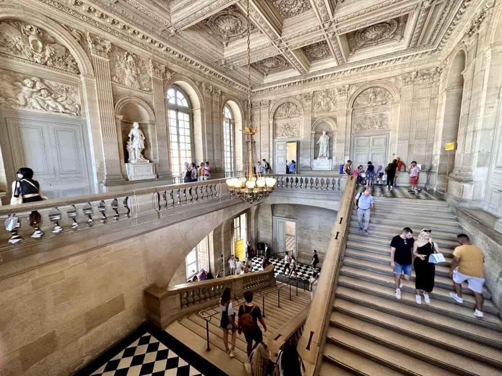 Palace of Versailles 17 The Princes' Staircase at Versailles, a sweeping interior stair in marble and ironwork