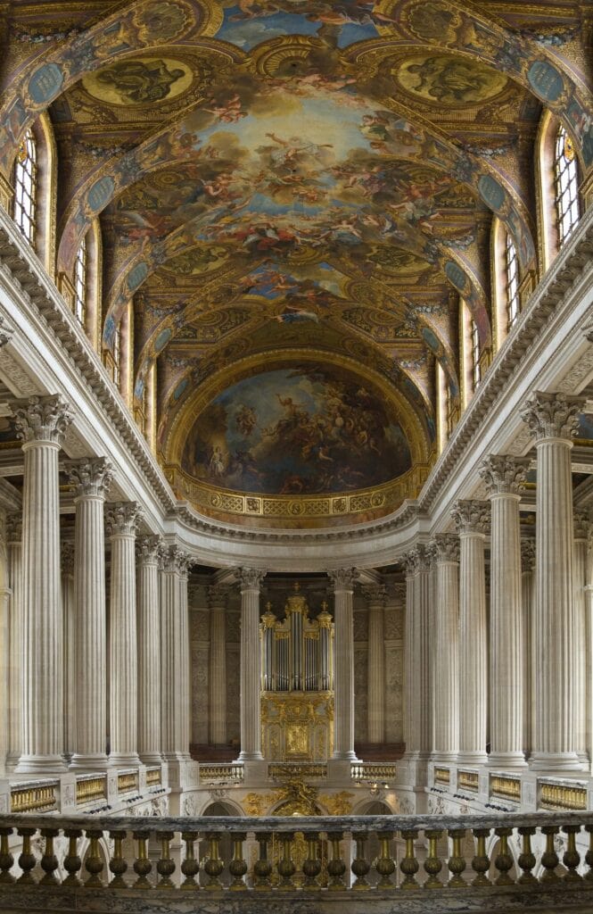 Palace of Versailles 14 Interior of the Royal Chapel at Versailles, looking toward the altar beneath the vaulted ceiling