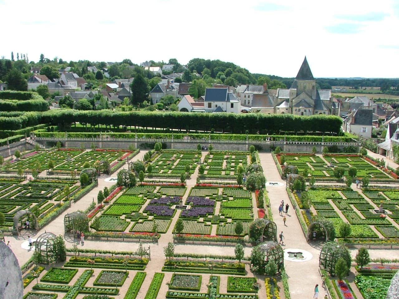 Lydie Danjean, CC BY-SA 3.0, via Wikimedia Commons Villandry's ornamental Garden of Love parterres seen from the terrace
