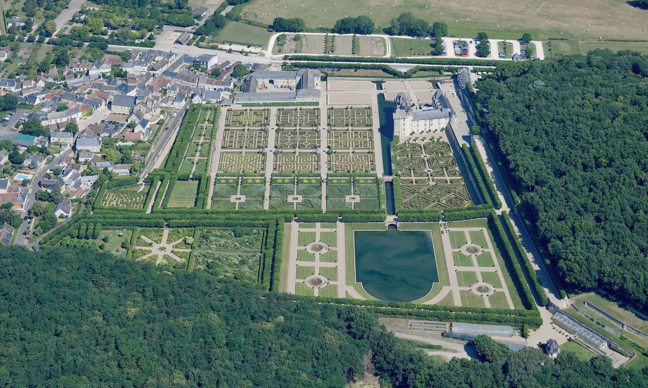 Château de Villandry 1 Aerial view of Château de Villandry above its formal Renaissance gardens