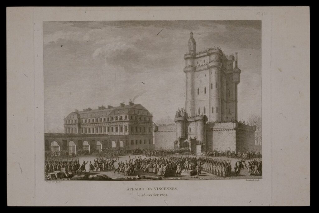 Château de Vincennes 17 1791 engraving of the mob assault on the Château de Vincennes
