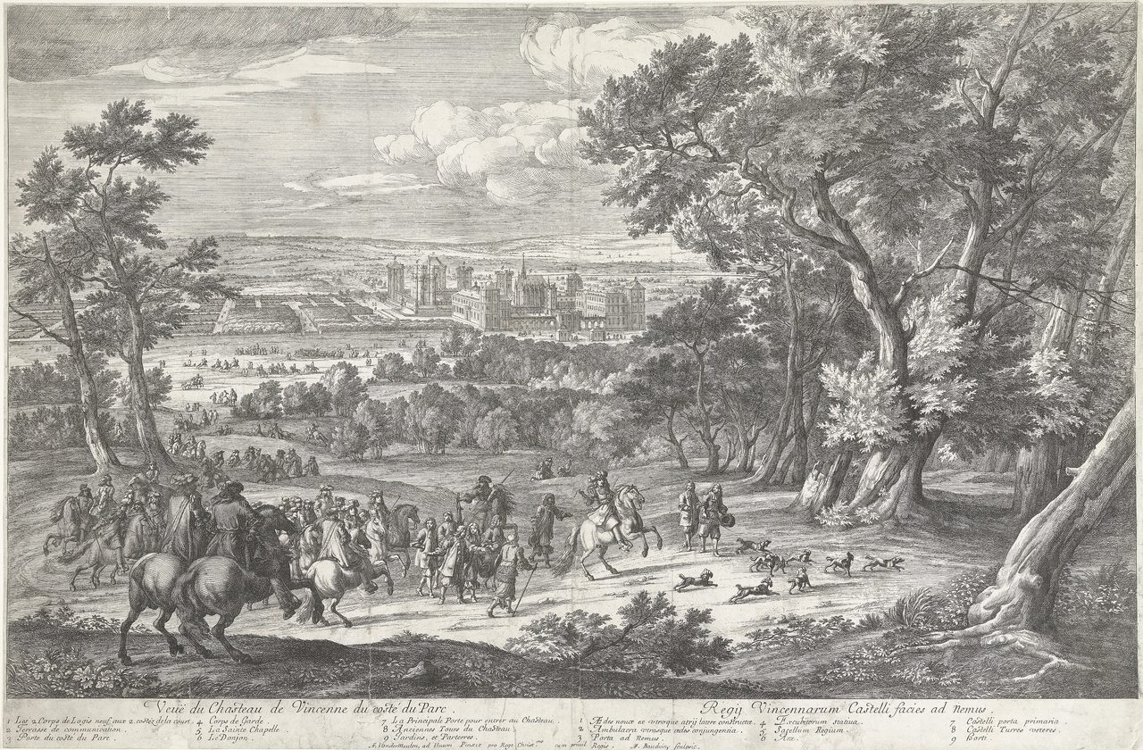 Château de Vincennes 2 Engraving of a royal hunt before the Château de Vincennes in its park