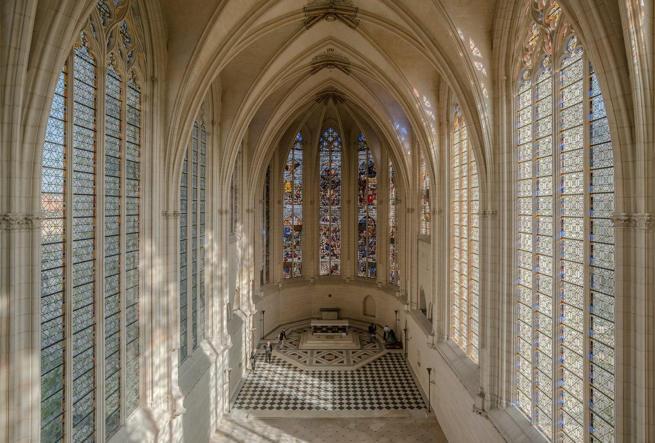 Château de Vincennes 5 Gothic interior of the Sainte-Chapelle de Vincennes with stained glass