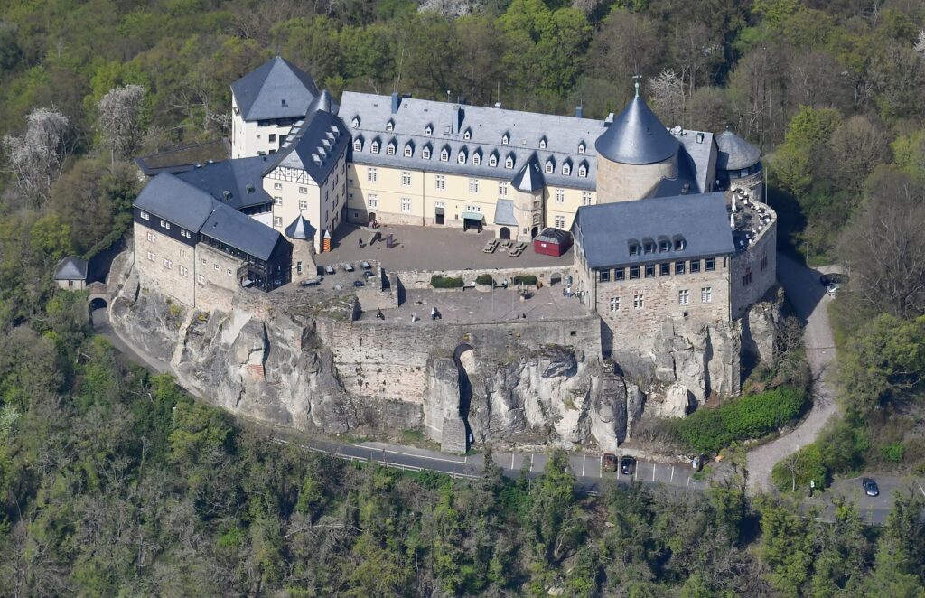 Aerial view of Waldeck Castle from the south