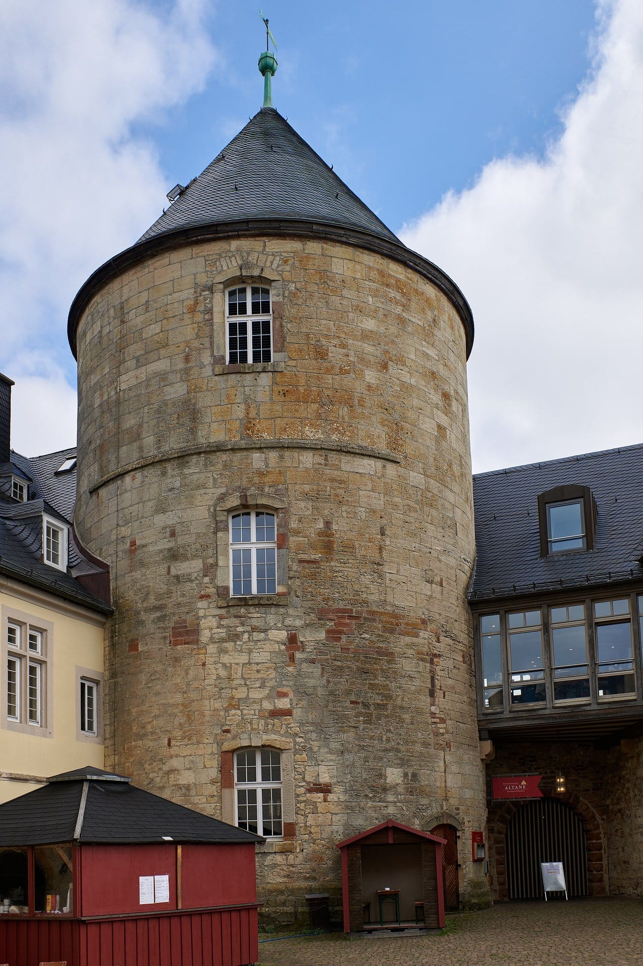 The round bergfried, the medieval keep of Waldeck Castle