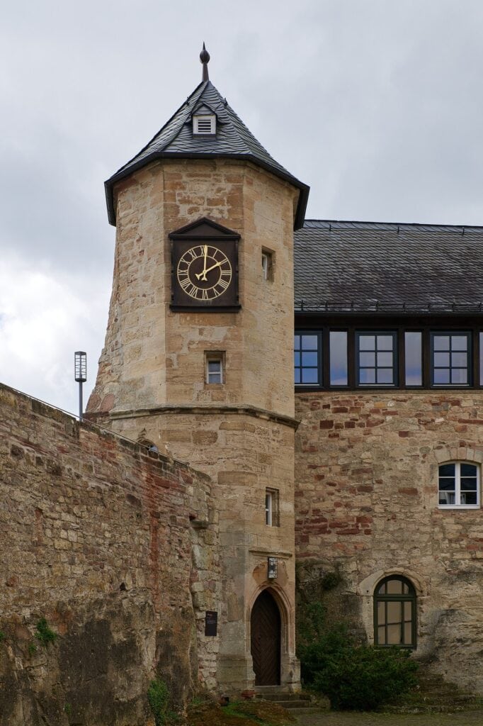 The octagonal clock tower of Waldeck Castle