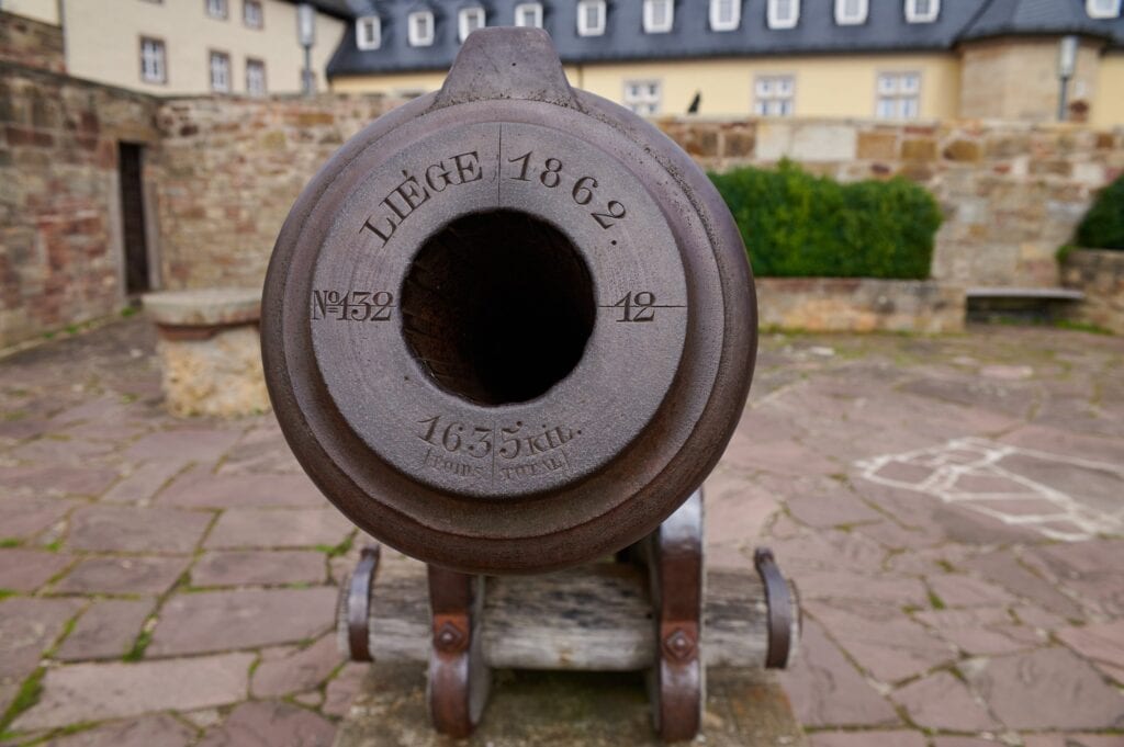 A Franco-Prussian War trophy cannon on the terrace of Waldeck Castle