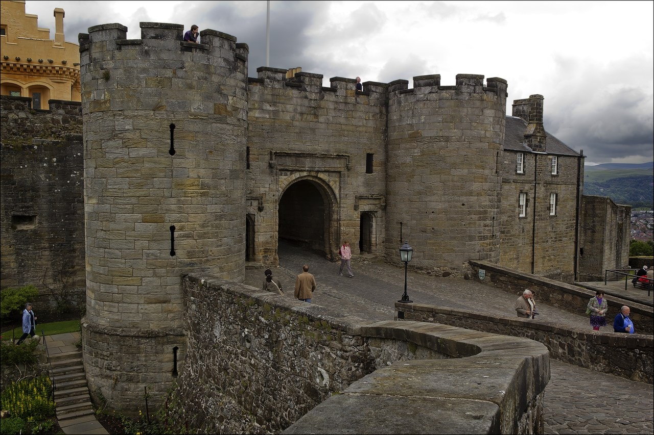 The early sixteenth-century Forework, the castle's fortified gatehouse, presents its round drum towers to the esplanade. The early sixteenth-century Forework, the castle's fortified gatehouse, presents its round drum towers to the esplanade.