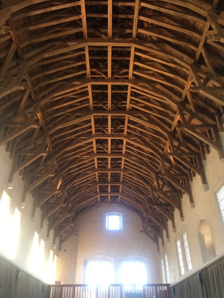 Stirling Castle 2 Inside the Great Hall, the great hammerbeam oak roof was reconstructed during the late-twentieth-century restoration.