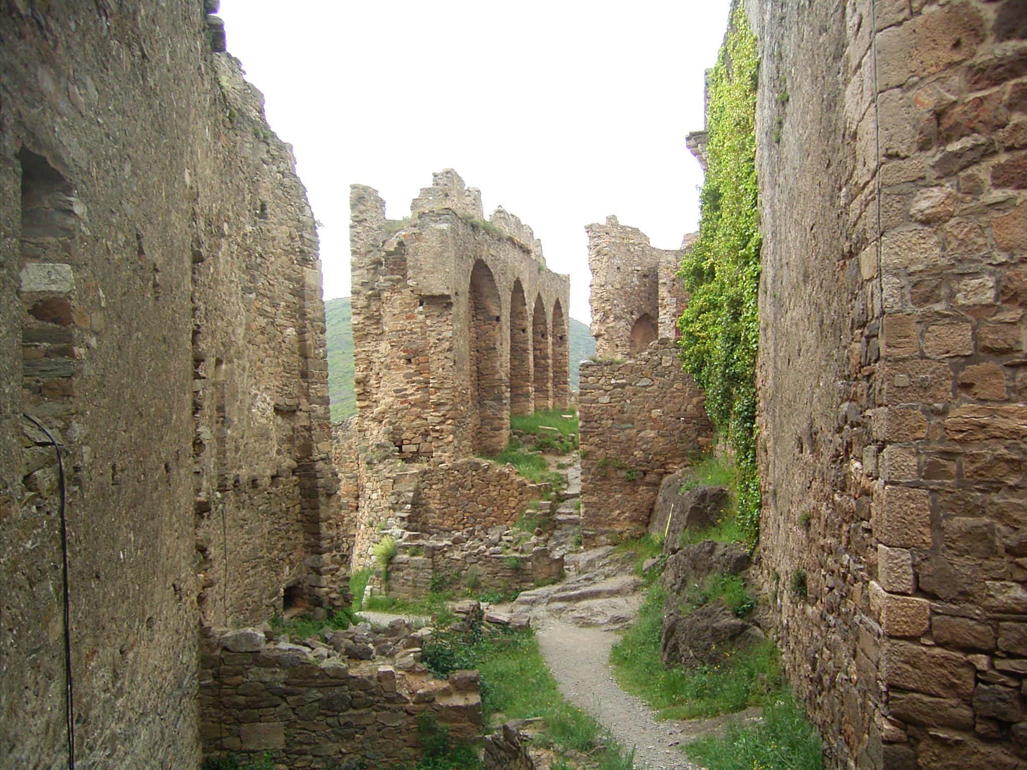 The ruined interior ranges of the castle of Cabaret at Lastours The ruined interior ranges of the castle of Cabaret at Lastours