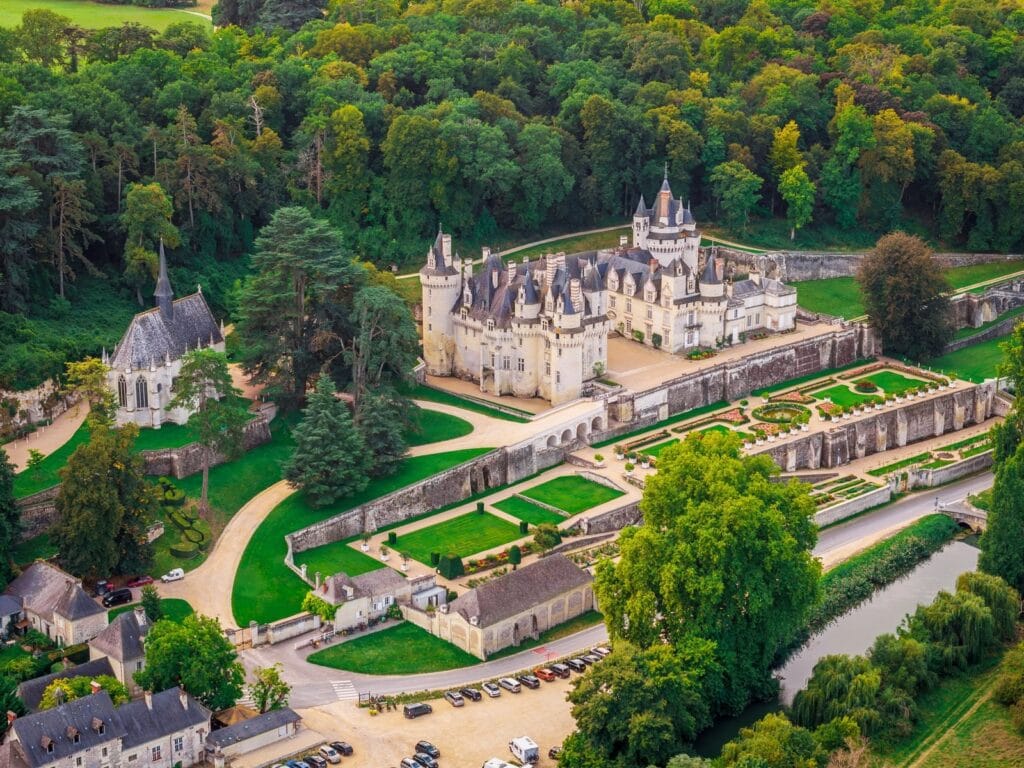 Château d'Ussé 3 Château d'Ussé at golden hour seen from the air