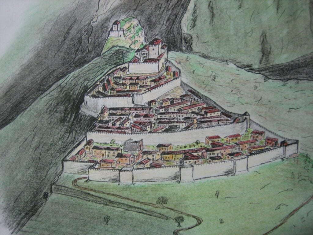 Château de Termes 2 Reconstruction of the fortified site of Termes around 1210.