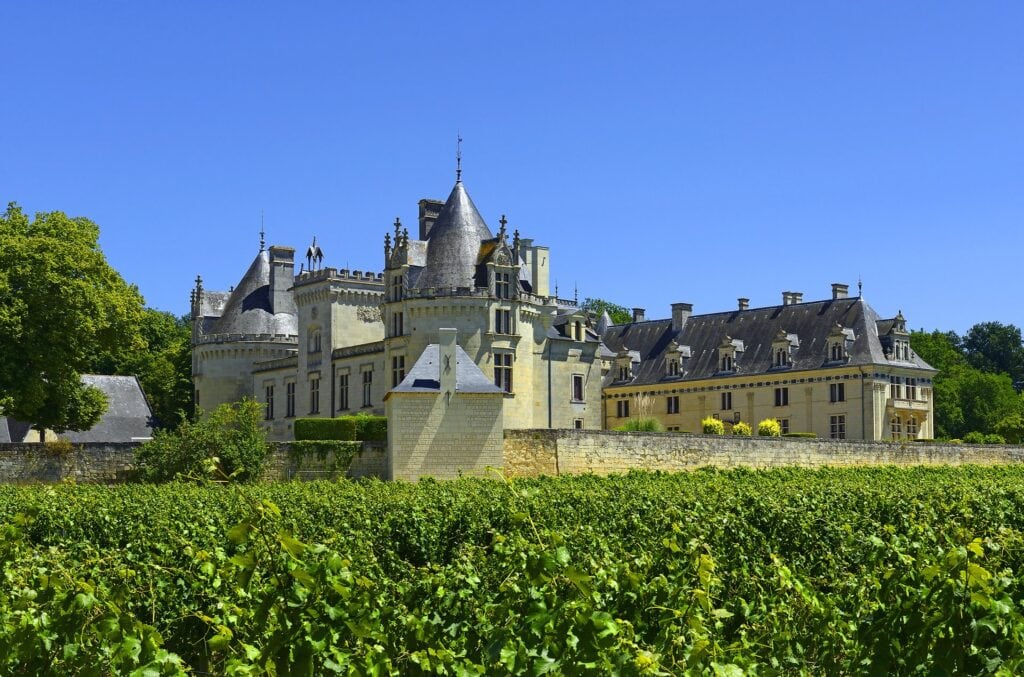 Château de Brézé above its vineyard