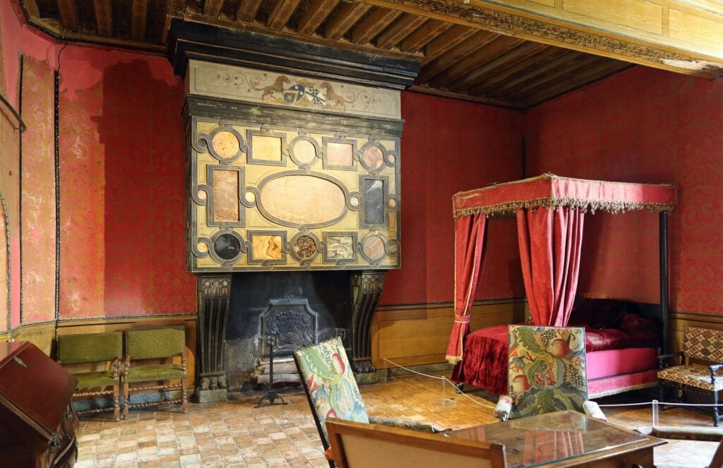 A furnished bedchamber in Château de Brézé