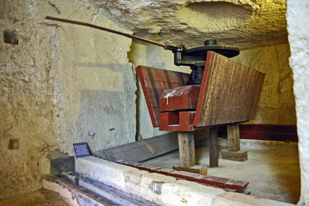 An underground wine press at Château de Brézé