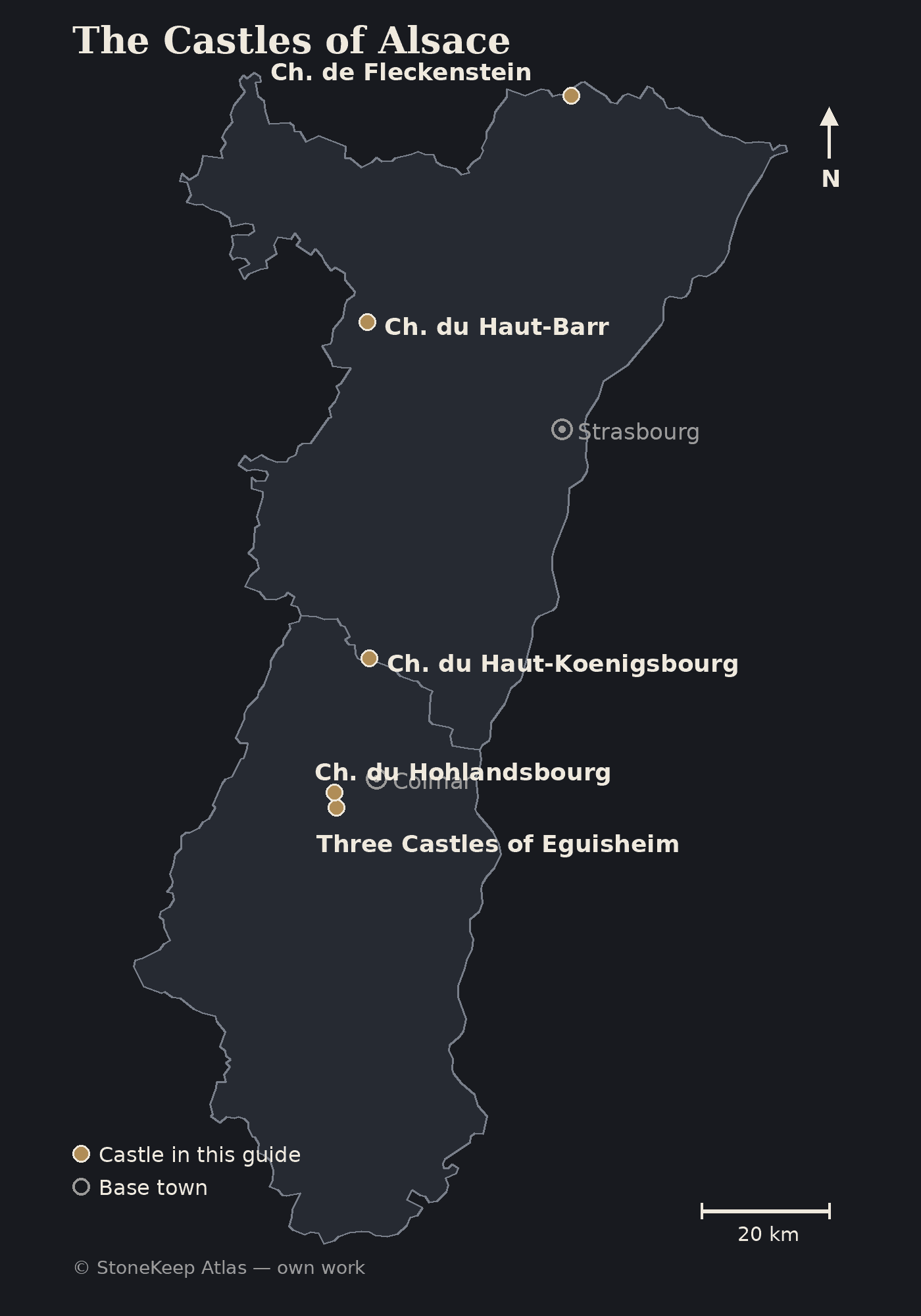 Locator map of the castles of Alsace between the Vosges and the Rhine Locator map of the castles of Alsace between the Vosges and the Rhine