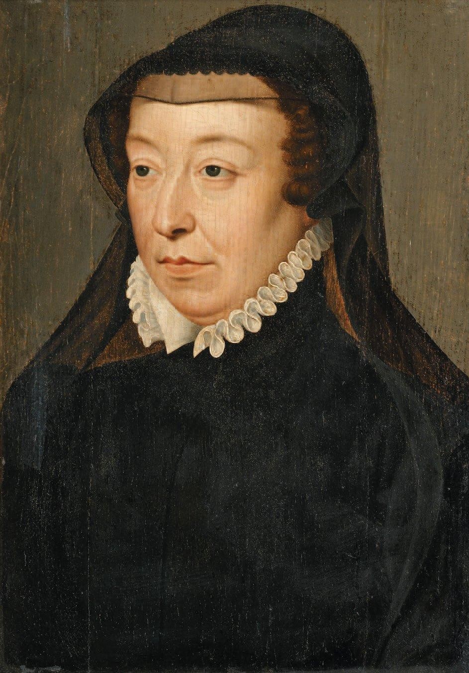 Catherine de' Medici in the black veil and mourning dress she wore as queen mother Catherine de' Medici in the black veil and mourning dress she wore as queen mother