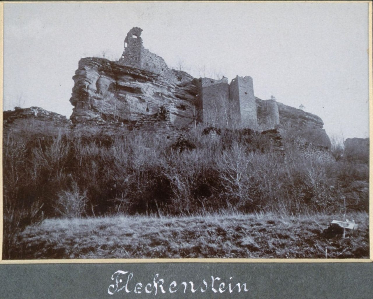 A late-19th-century photograph of the overgrown Fleckenstein ruin A late-19th-century photograph of the overgrown Fleckenstein ruin