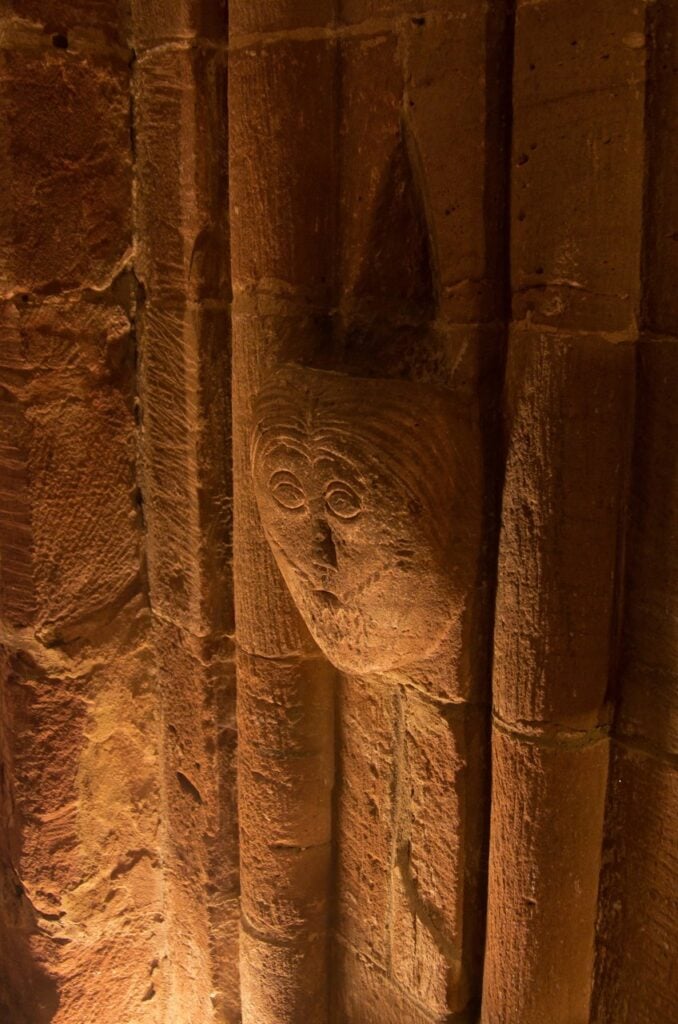 Château du Haut-Barr 4 Carved stone head in the chapel of Château du Haut-Barr