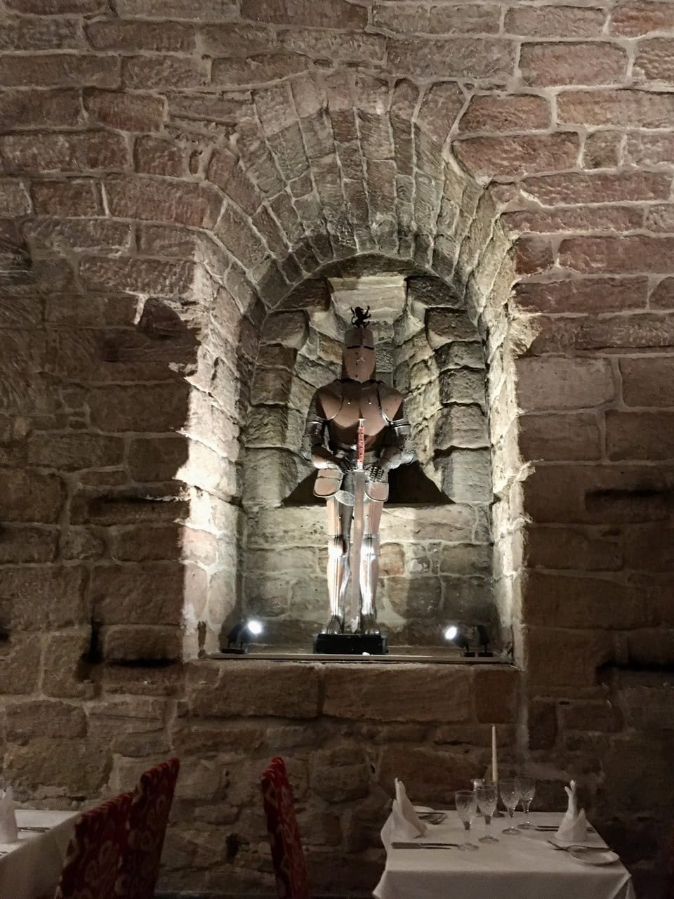 Dalhousie Castle Dungeon Restaurant under sandstone vaulting Dalhousie Castle Dungeon Restaurant under sandstone vaulting