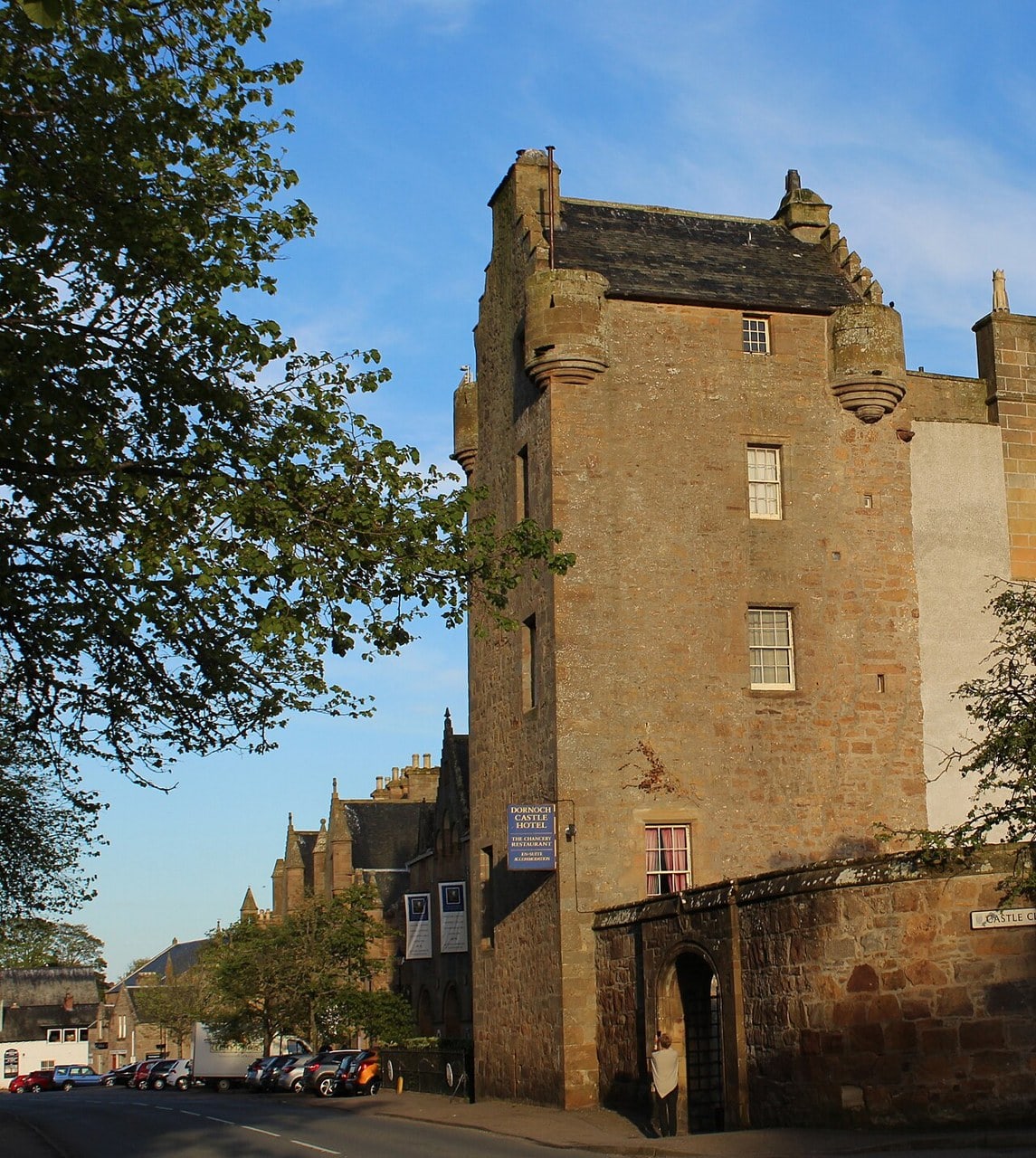Dornoch Castle Hotel Dornoch Castle Hotel tower in evening light