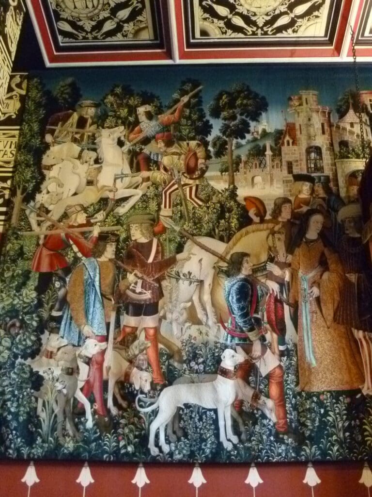 Stirling Castle 11 A panel of the hand-woven Hunt of the Unicorn tapestries in the Royal Palace.