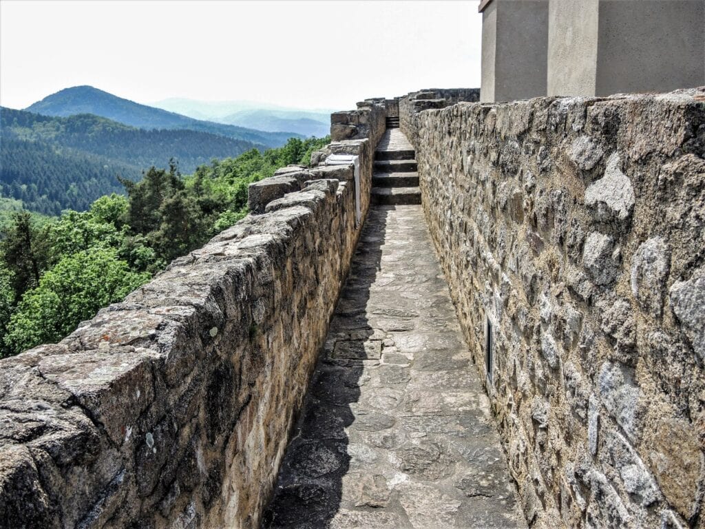 Château du Hohlandsbourg 5 Rampart walk of the Château du Hohlandsbourg with view toward the Vosges