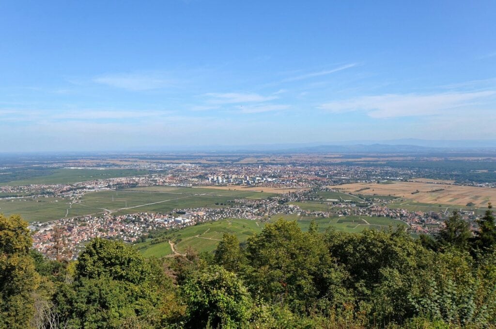 Château du Hohlandsbourg 2 View over the plain of Alsace toward Colmar from the Château du Hohlandsbourg