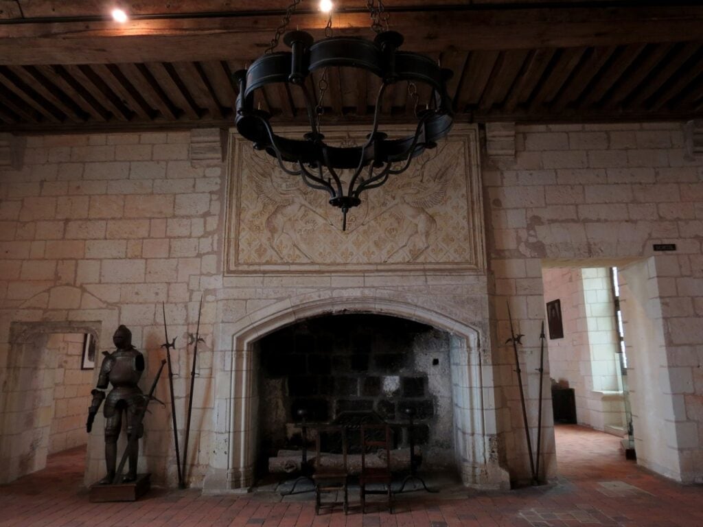 Château de Loches 5 A hall of the Logis Royal at Loches with a painted fireplace.