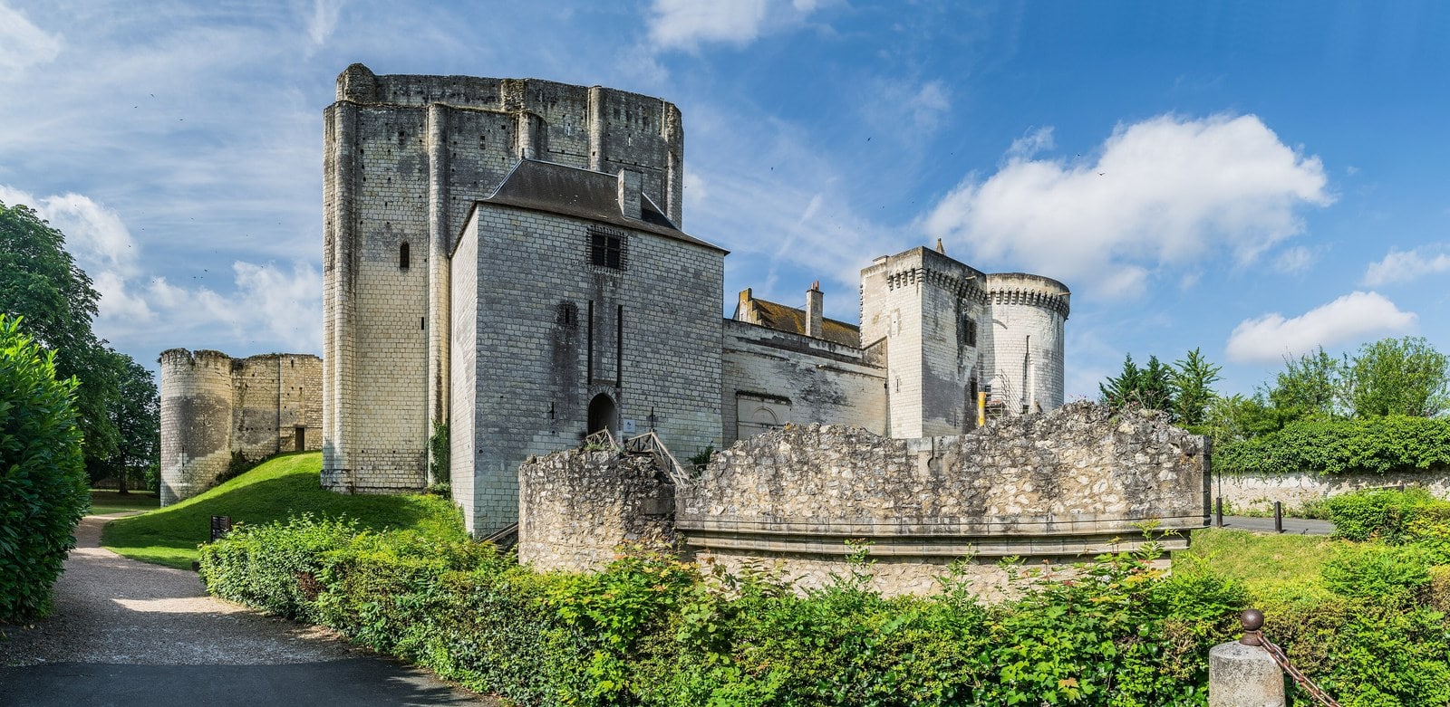 The medieval keep of Loches and the round Tour Louis XI seen from the field side. The medieval keep of Loches and the round Tour Louis XI seen from the field side.