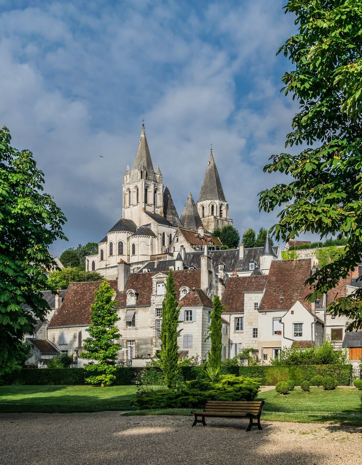 The Collegiale Saint-Ours at Loches with its two hollow octagonal stone pyramids, the dubes. The Collegiale Saint-Ours at Loches with its two hollow octagonal stone pyramids, the dubes.