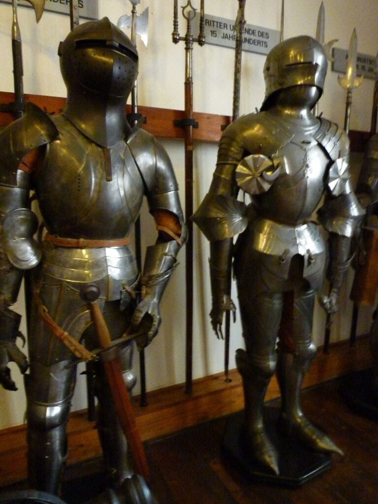 Two late medieval plate harnesses in the armor collection at Marksburg