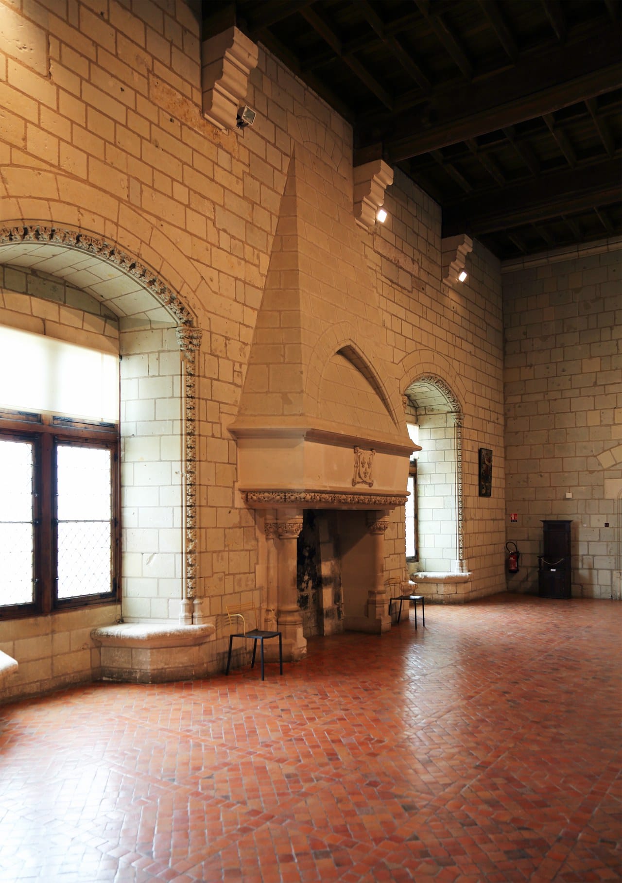 A great-hall fireplace inside Château de Saumur A great-hall fireplace inside Château de Saumur