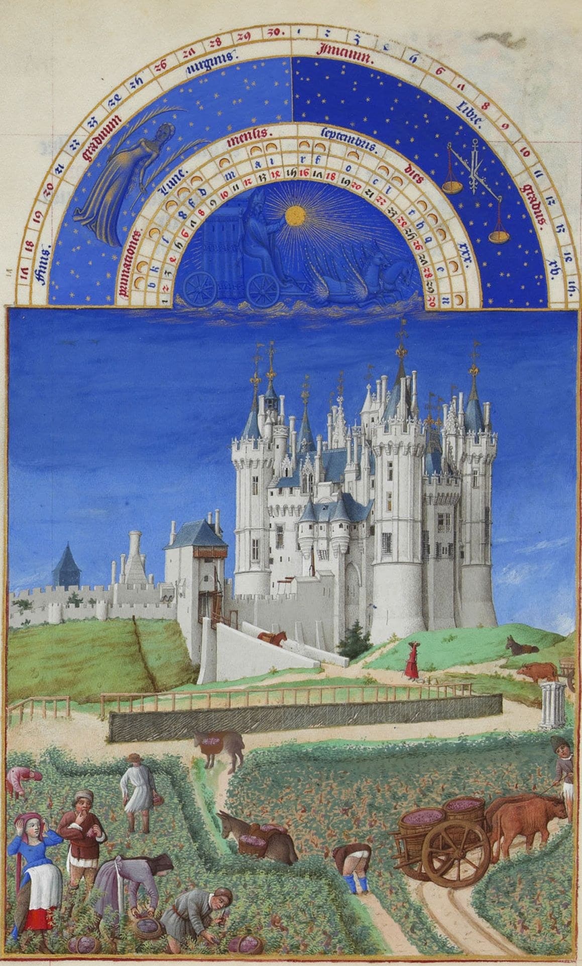 The château of Saumur in the September miniature of the Très Riches Heures The château of Saumur in the September miniature of the Très Riches Heures