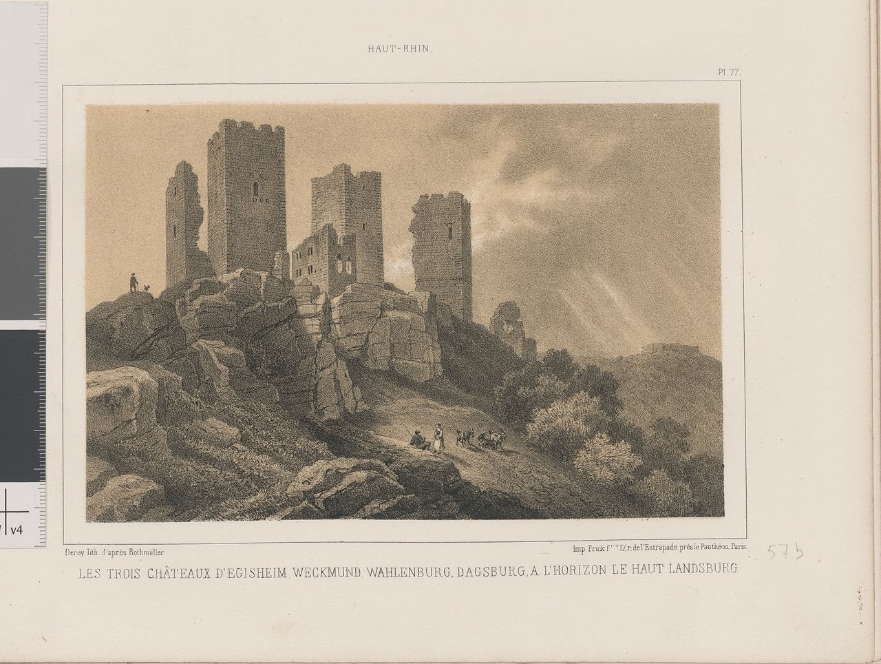 Nineteenth-century lithograph of the Three Castles of Eguisheim Nineteenth-century lithograph of the Three Castles of Eguisheim