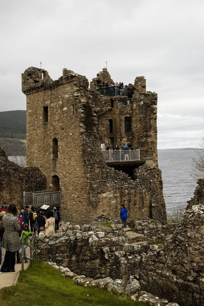 Urquhart Castle 4 The roofless shell of the five-storey Grant Tower at Urquhart Castle