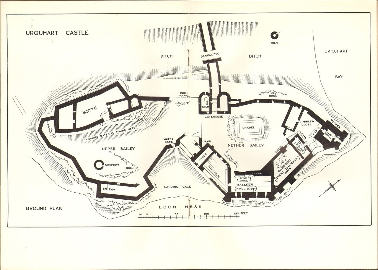 Ground plan of Urquhart Castle showing the baileys, gatehouse and Grant Tower Ground plan of Urquhart Castle showing the baileys, gatehouse and Grant Tower