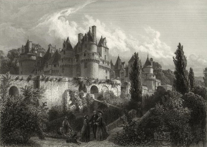 Château d'Ussé 9 An 1856 steel engraving of Château d'Ussé after Karl Girardet